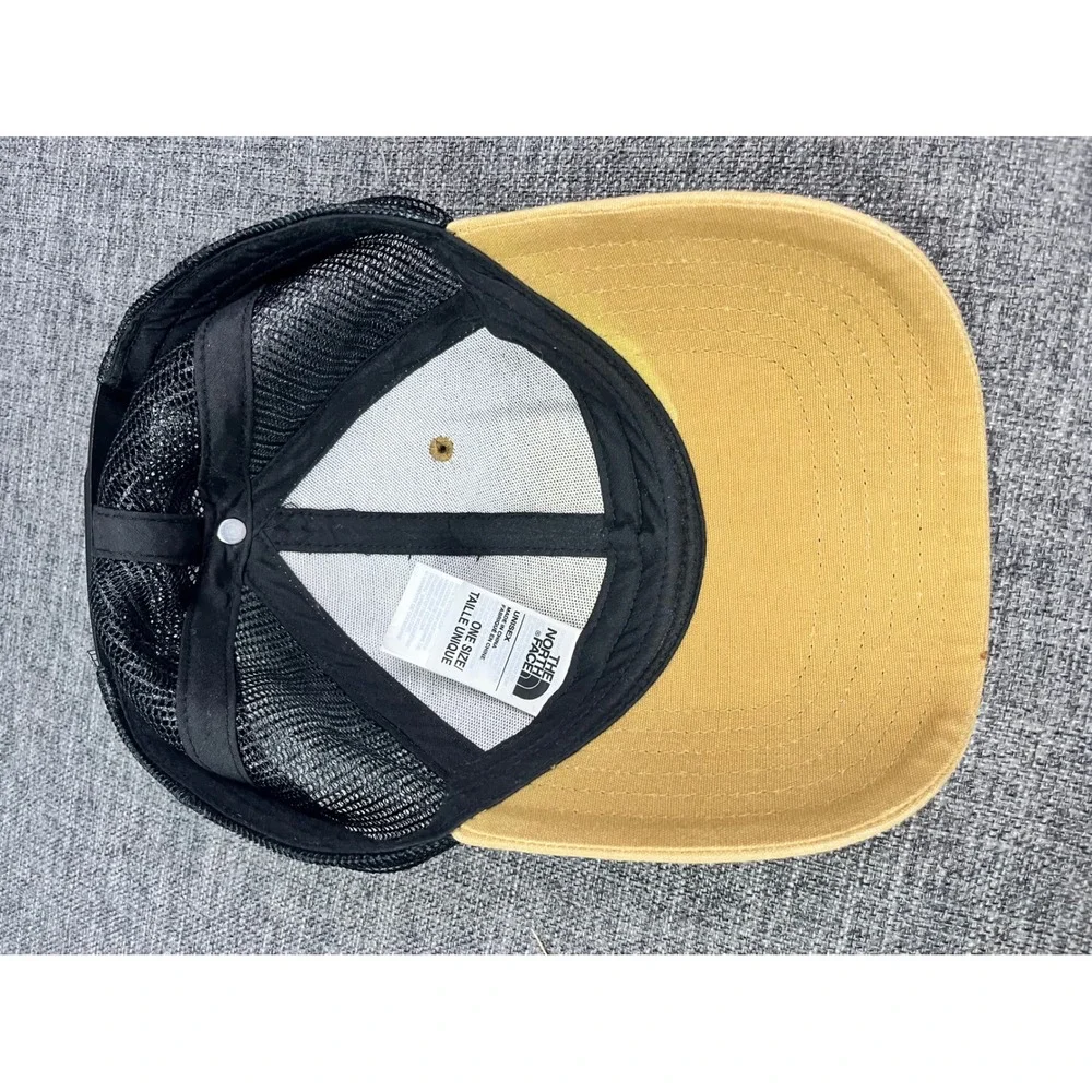 The North Face Mustard Yellow Black Heritage Patch Trucker Snapback Hat OSFM
